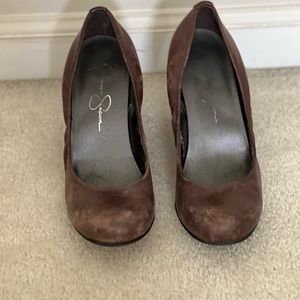 Jessica Simpson brown wedge shoe 6 1/2